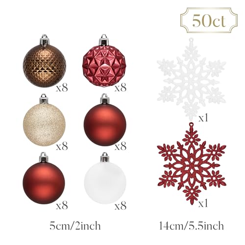 50ct Christmas Tree Decorations Ball Ornaments 2 Inches (50 Count)