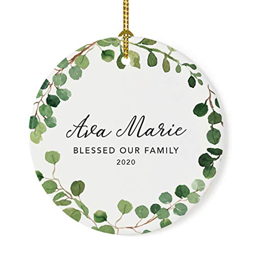 Personalized Round Ceramic Porcelain Christmas Ornament Keepsake Adoption New Baby Gift