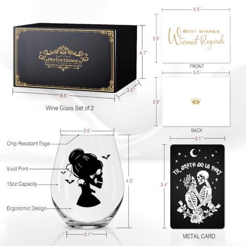 Skull Wine Glass 2 Piece with Gift Box