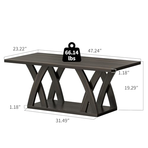 47" Farmhouse Coffee Table with Storage Shelf