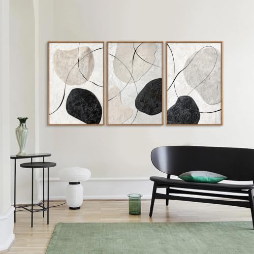 Black and White Framed Canvas Wall Art Set