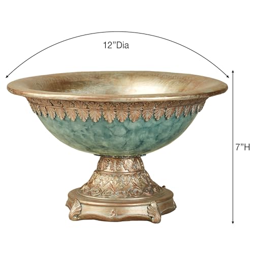 Cambria Aqua Marbled Traditional Centerpiece Pedestal Bowl Table Decoration Centerpiece Bowl Only