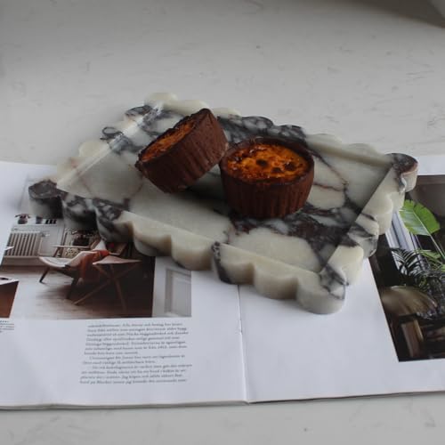 Natural Luxury Scalloped Marble Tray 10.8"x8"