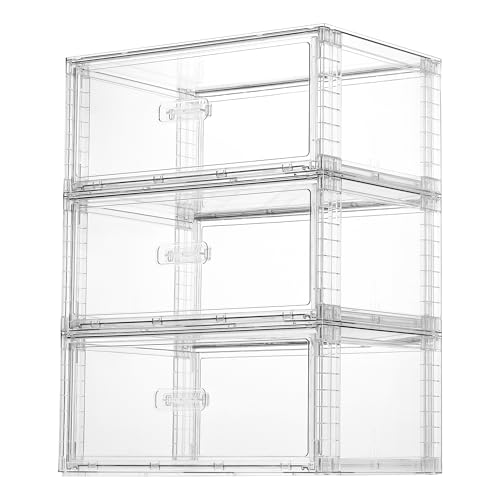 3 Pack Large Clear Stackable Storage Drawers 23QT (3 Count)
