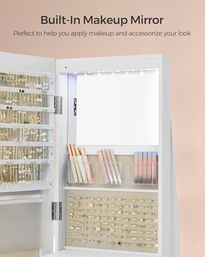 6 LEDs Mirror Jewelry Cabinet Organizer