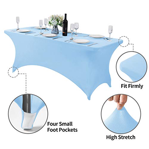 2Pack Spandex Table Cover for 6Ft or 4fT or 8ft Table Universal Fitted Stretch Tablecloth for Party (2 Count)