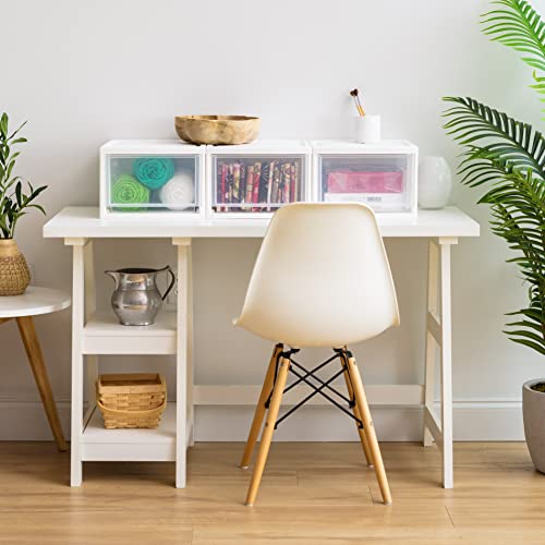 3-Pack, 14.5 Qt. Stacking Drawer Storage Organizer, White (3 Count)