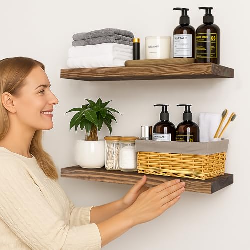 Wood Floating Shelves for Wall 24 inch Set of 2