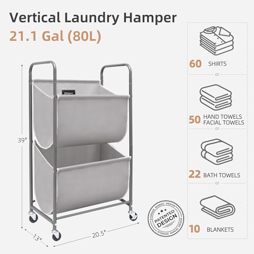 80 Liters Vertical Rolling Laundry Hamper