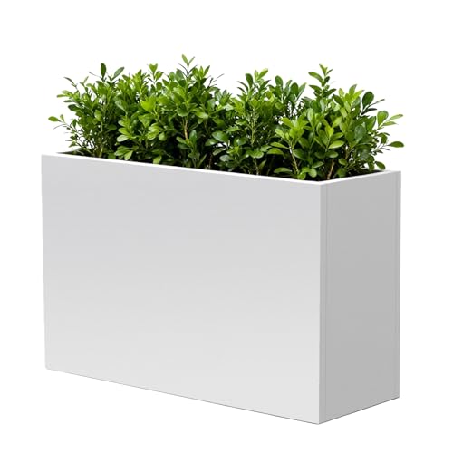 Metal Heavy Planter 32" L x 15" W x 24" H White Metal Rectangular Planter