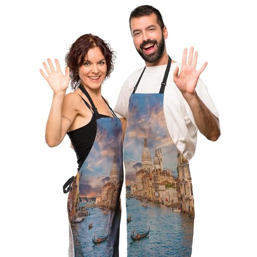 Garden Apron for Women Sunset in Venice Fun Aprons for Men for Kitchen Cooking Restaurant BBQ Painting Crafting Gardening 27”