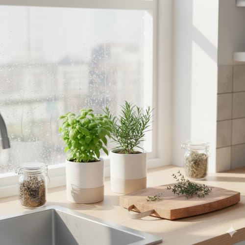 Ceramic Self Watering Plant Pot for Indoor Plants (2 Count)
