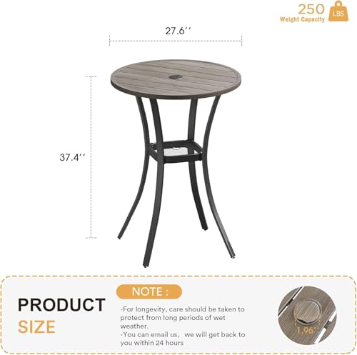 28" Round Outdoor Bar Table with Adjustable Umbrella Hole