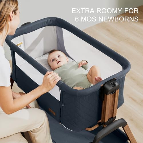 3-in-1 Baby Bassinet, Bedside Sleeper, Rocking Mode, Wheels, Navy