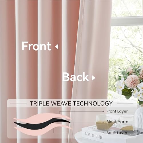 Pink Pinch Pleated Curtains for Girls Room (2 Count)