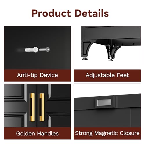 71" Tall Wardrobe Closet with Doors and Adjustable Shelves