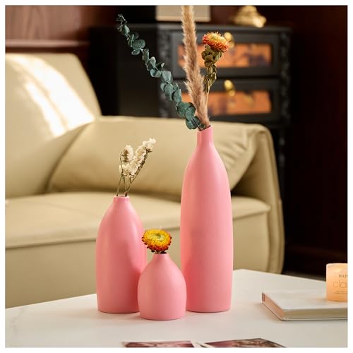 Matte Pink Vase Set of 3 (3 Count)