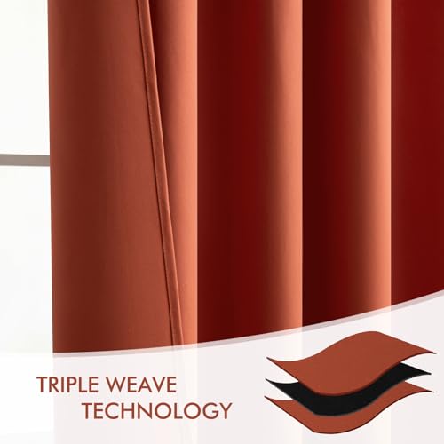 Fall Burnt Orange Back Tab Blackout Curtains 52"x96" Length 2 Panels (2 Count)