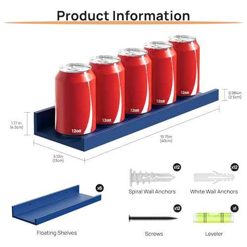 Floating Shelves for Wall Decor Storage (6 Count)