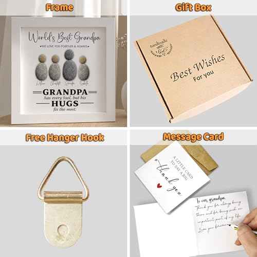 Personalized Grandpa Pebble Art Wooden Frame Sign