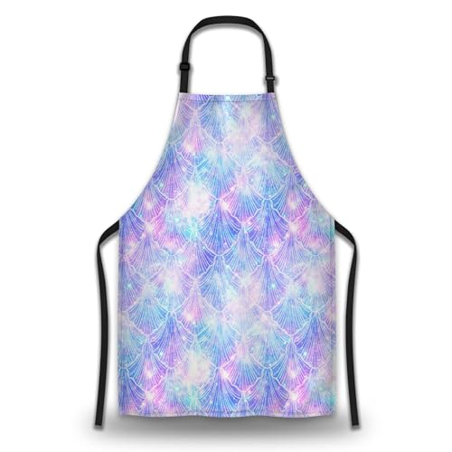 Garden Apron for Men Mermaid Galaxy Vintage Aprons for Women for Kitchen Cooking Restaurant BBQ Painting Crafting Gardening 27”