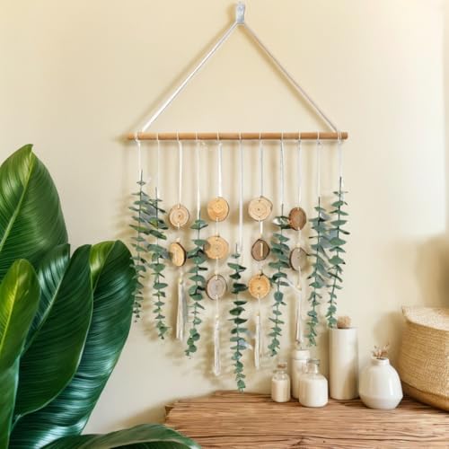 Artificial Eucalyptus Wall Decor Fake Greenery Leaves Stems Home Decor Wall Hanging Plants Boho Rustic Farmhouse Decor for Bedroom Kitchen Dining Room Livingroom Bathroom Livingroom