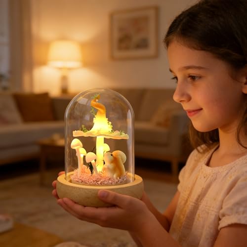 Mushroom Lamp in Glass Dome
