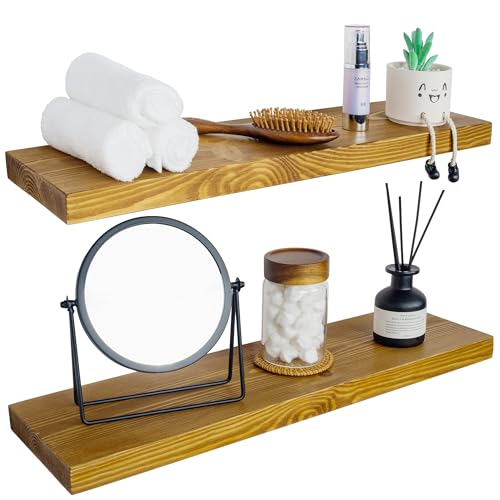 Wood Floating Shelves for Wall 24 inch Set of 2 (2 Count)