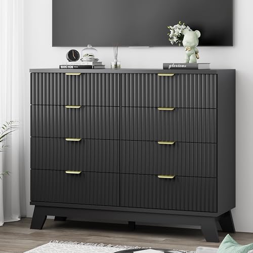 Fluted Dresser for Bedroom with 8 Drawers