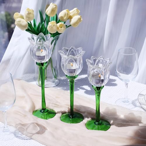 Tulips Clear Candle Holder Holder Set of 3 (3 Count)