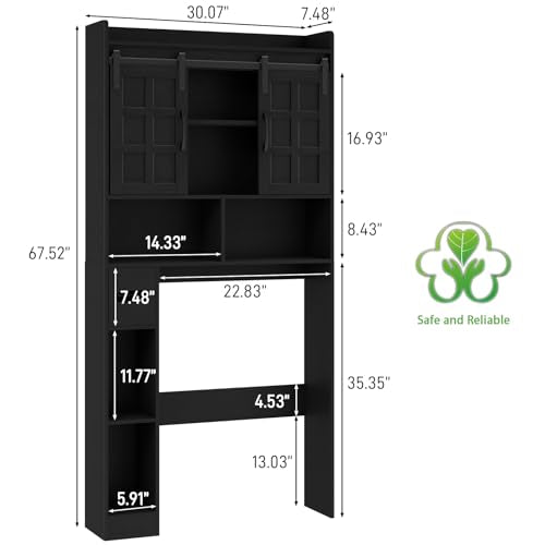 Over The Toilet Storage Cabinet with Sliding Doors