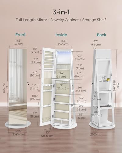 6 LEDs Mirror Jewelry Cabinet Organizer