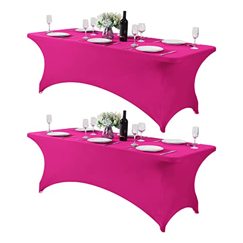 2Pack Spandex Table Cover for 8FT or 4ft or 6ft Table Universal Fitted Stretch Tablecloth for Party (2 Count)