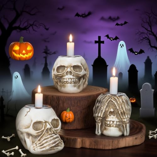 Halloween Skull Candle Holder