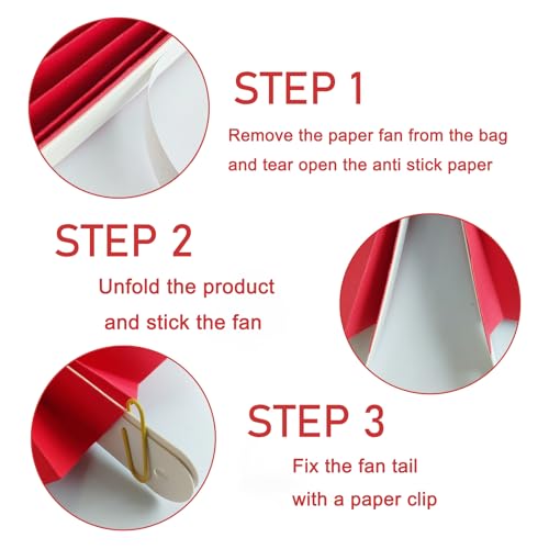 Red Birthday Decorations DIY Red Paper Fans Hanging Decoration 8in (30 Count)