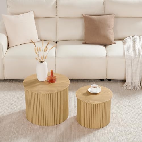 Fluted Round Nesting Coffee Table Set of 2 (2 Count)
