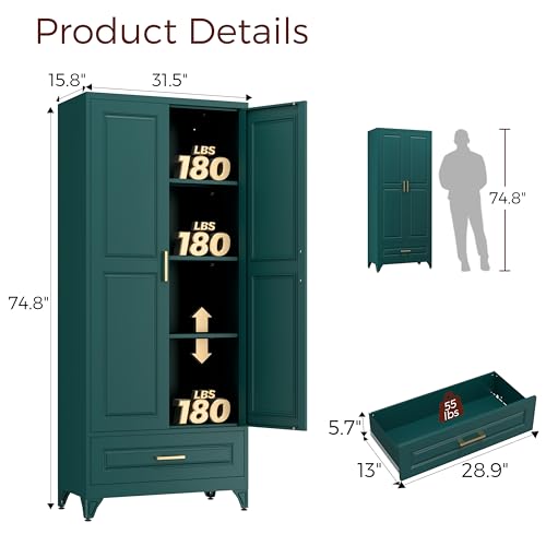 75" Tall Metal Kitchen Pantry Cabinet