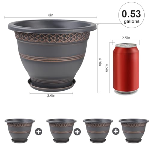 8 Inch Plant Pots (6 Count)