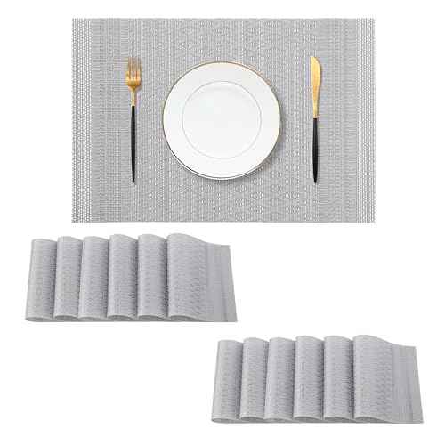 Lunar Grey Placemats Set of 12 (12 Count)