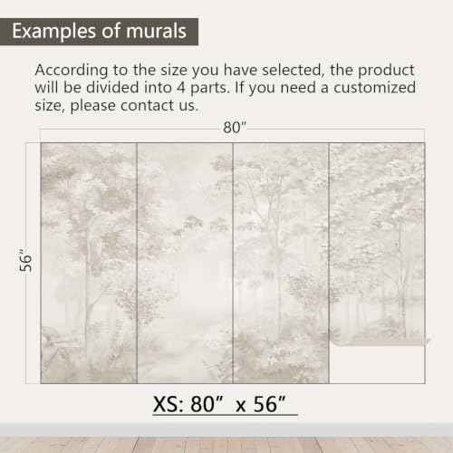 Neutral Forest Peel and Stick Wallpaper Jungle Landscape Mural