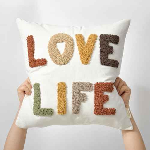 Boho Throw Pillow Covers 18*18 Tufted Fall Decorations for Sofa