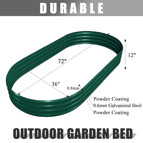 6 Pack 6x3x1FT Galvanized Raised Garden Bed Kit Oval Metal Ground Planter Box Outdoor Bottomless Planter Raised Beds for Vegetables Flowers Herbs Fruits