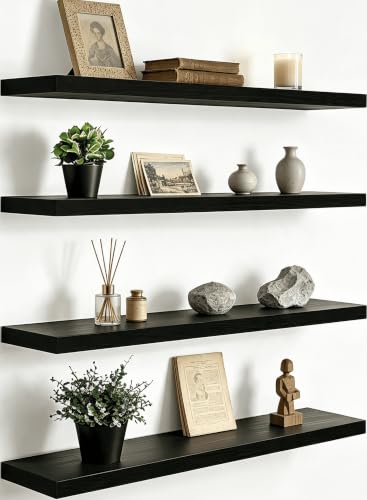 Wood Floating Shelves for Wall Decor (4 Count)