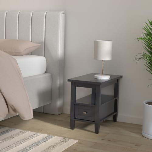 Warm Shaker 14" Wide Solid Wood Square End Table in Black