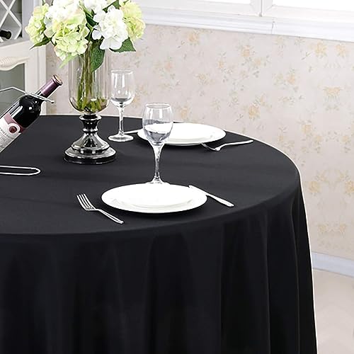 5 Pack 120 Inch Black Tablecloths for Round Tables (5 Count)