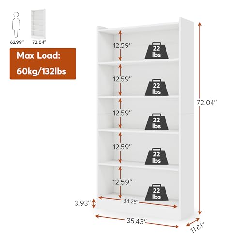 72 inch Tall Bookcase (6 Count)