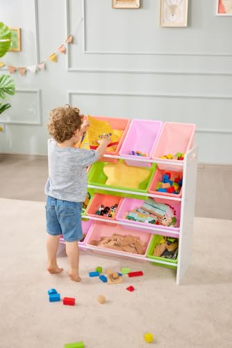Kids Toy Storage Organizer with 12 Plastic Bins