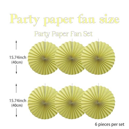 Yellow Party Decorations Light Yellow Round Paper Fan 16inch DIY