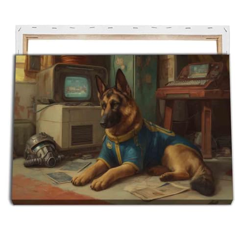Fallout Inspired German Shepherd Companion Artwork Poster 16x24inch framed