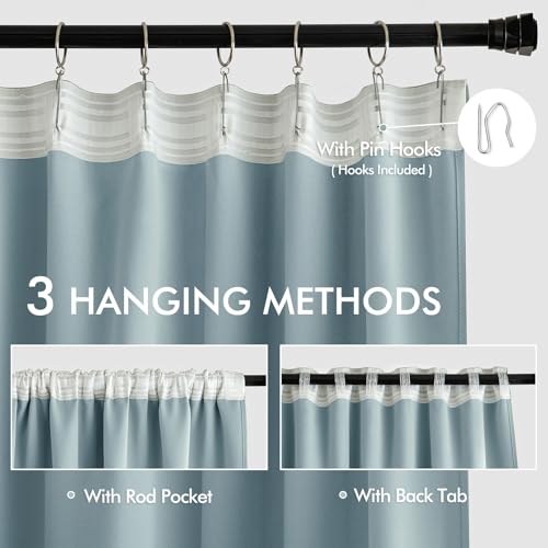 Slate Blue Back Tab Blackout Curtains 52x90 Inch Long 2 Panels Set (2 Count)